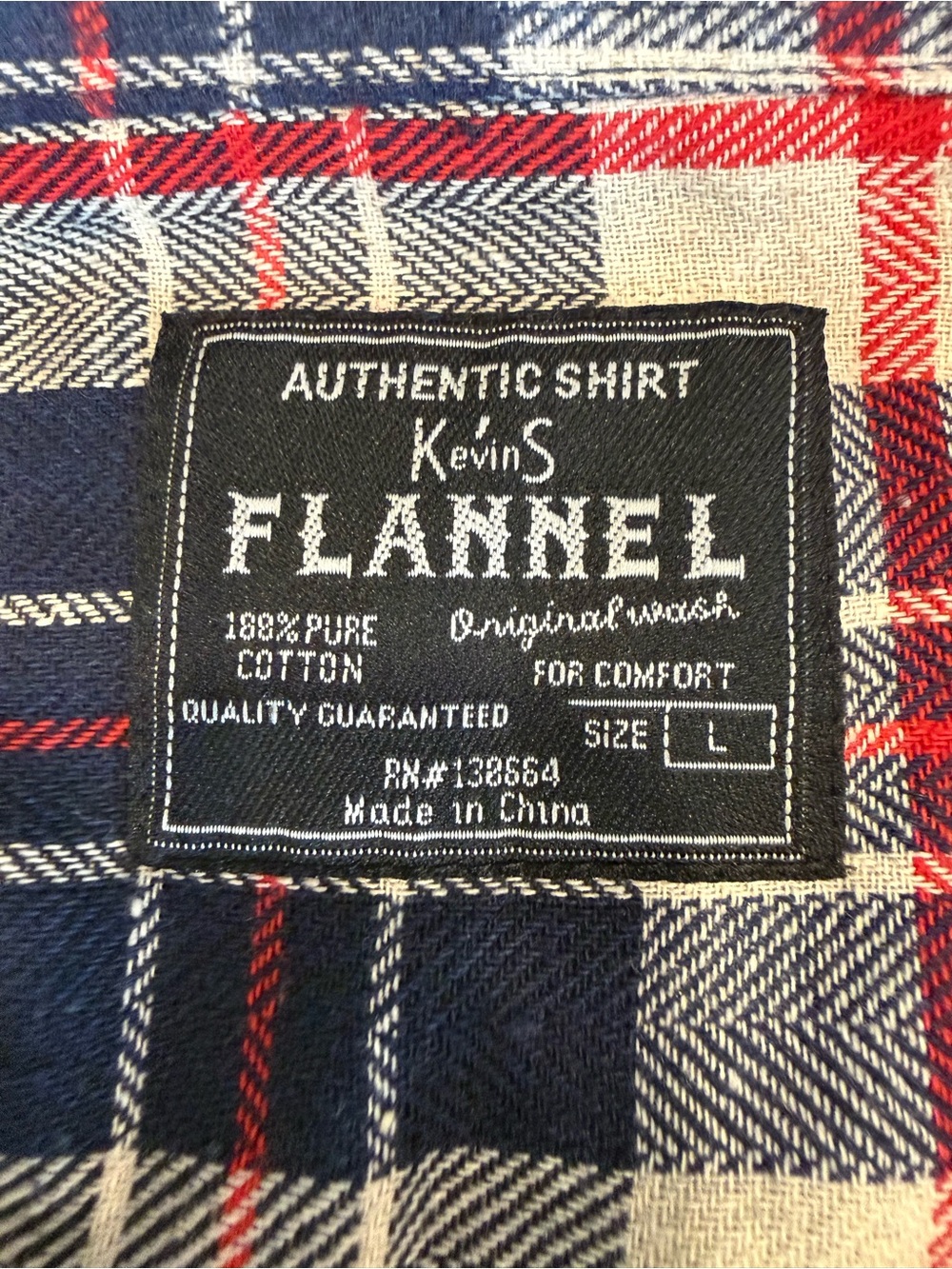 Kevin's Fine Outdoor Gear Men's Plaid Flannel Shirt Navy Red Cream L - Picture 3 of 3